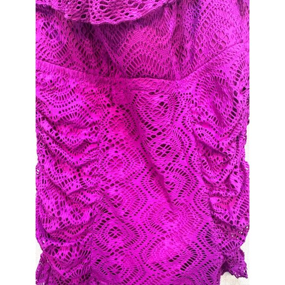 BECCA By Rebecca Virtue Halter One Piece Swimsuit Plus Size 1X Purple Chic Beach - Picture 5 of 12